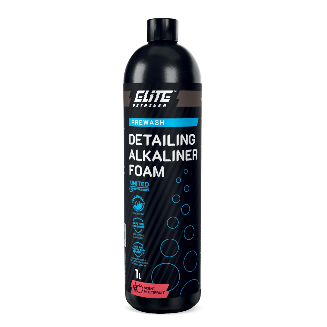 Ενεργός Αφρός Detailing Alkaliner Foam 1L, Ιδιαίτερα συμπυκνωμένος, πολύχρωμος ενεργός αφρός με άρωμα βατόμουρου και ουδέτερο pH.