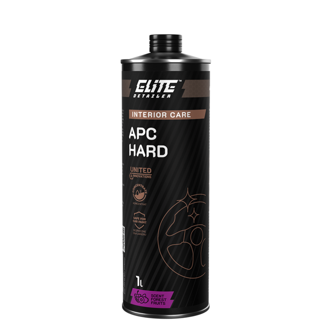 APC HARD 1L - Ειδικός Καθαριστικός Επαγγελματικής Δύναμης για Εσωτερικό Αυτοκινήτου με Άρωμα Φρούτων του Δάσους