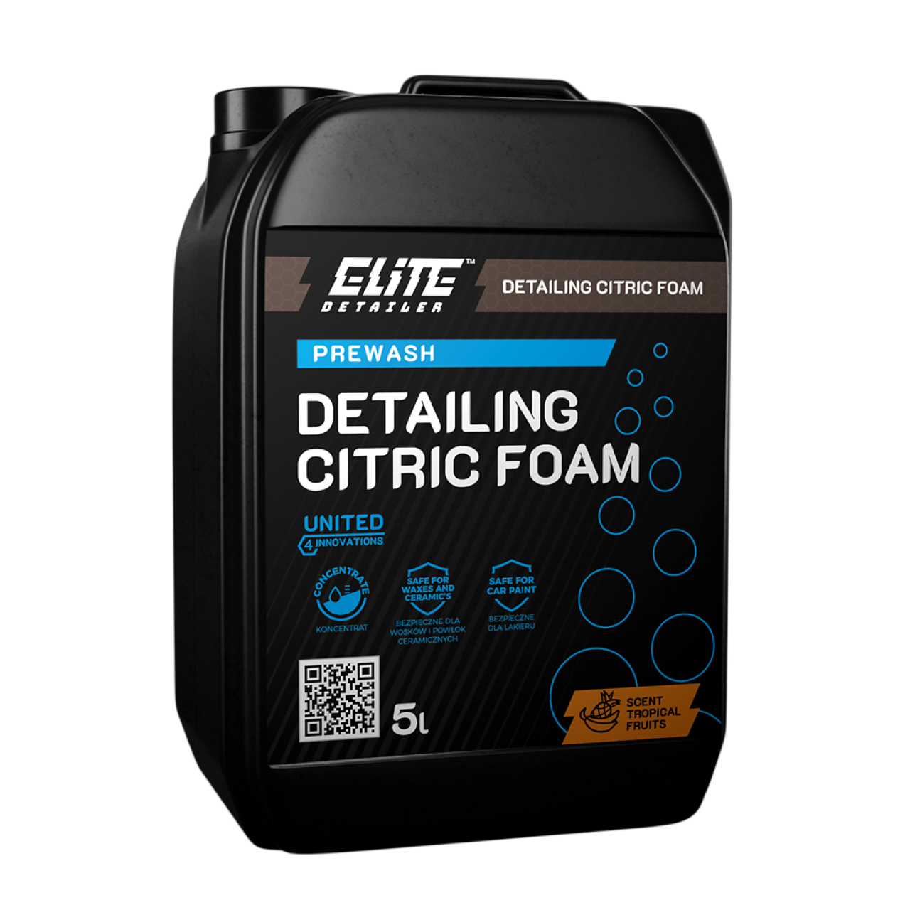 Ενεργός Αφρός Detailing Citric Foam 5L, Ιδιαίτερα συμπυκνωμένος ενεργός αφρός με άρωμα τροπικών φρούτων.