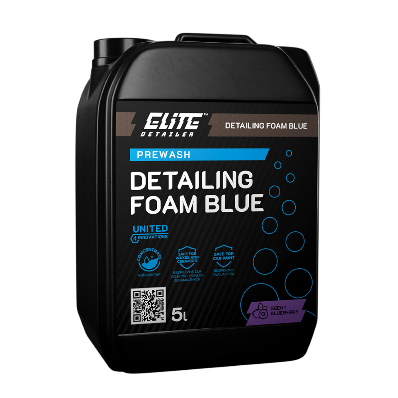 Detailing Foam Blue 5L, Ιδιαίτερα συμπυκνωμένος, πολύχρωμος ενεργός αφρός με άρωμα βατόμουρου και ουδέτερο pH.