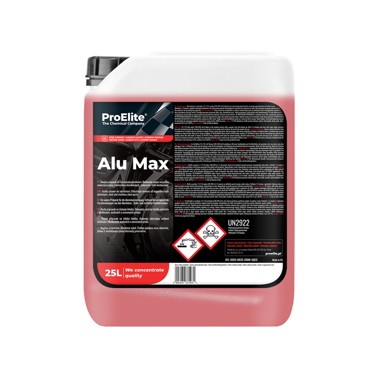 Alu Max 25L, Οξύ, εξειδικευμένο προϊόν για τον καθαρισμό αλουμινίου και μεταλλικών επιφανειών